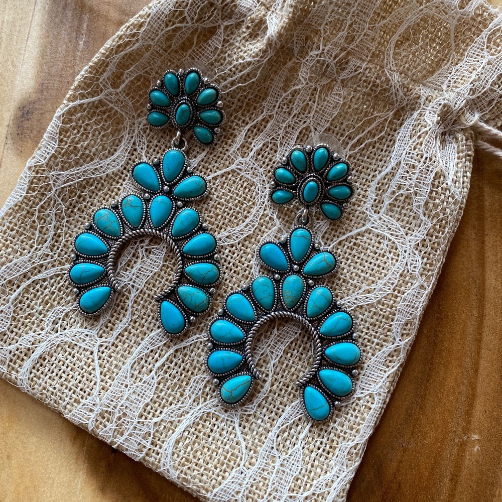 Boho faux turquoise squash earrings